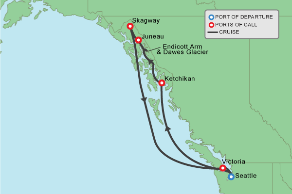 celebrity cruises alaska route